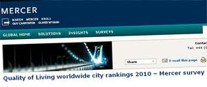 3 villes suisses dans le top 10 des villes proposant la meilleure qualité de vie au monde