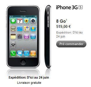 Apple lance un iPhone 3GS 8 Go
