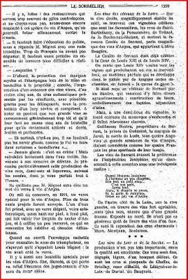 ..à propos desVINS D'ANJOU. .Dans son numéro 1 d'octobre ...