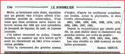 ..à propos desVINS D'ANJOU. .Dans son numéro 1 d'octobre ...