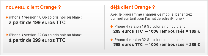 Orange: Prix de l’iPhone 4 et nouveau forfait dévoilé