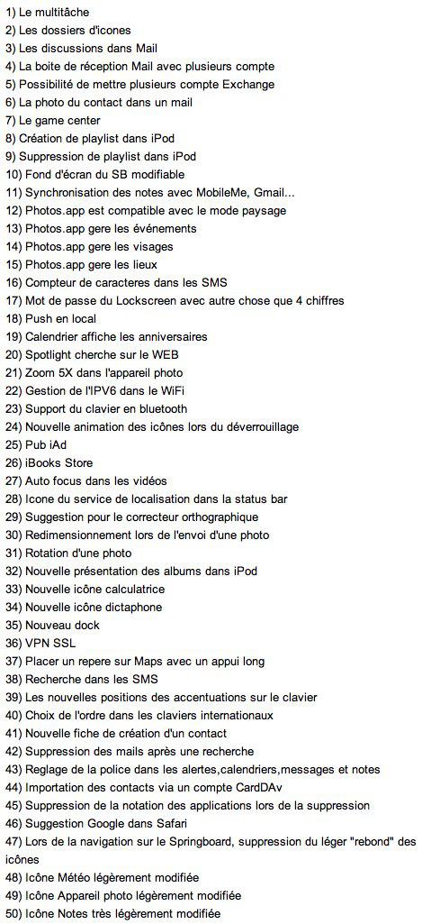 iOs4: Récapitulatif des nouveautés