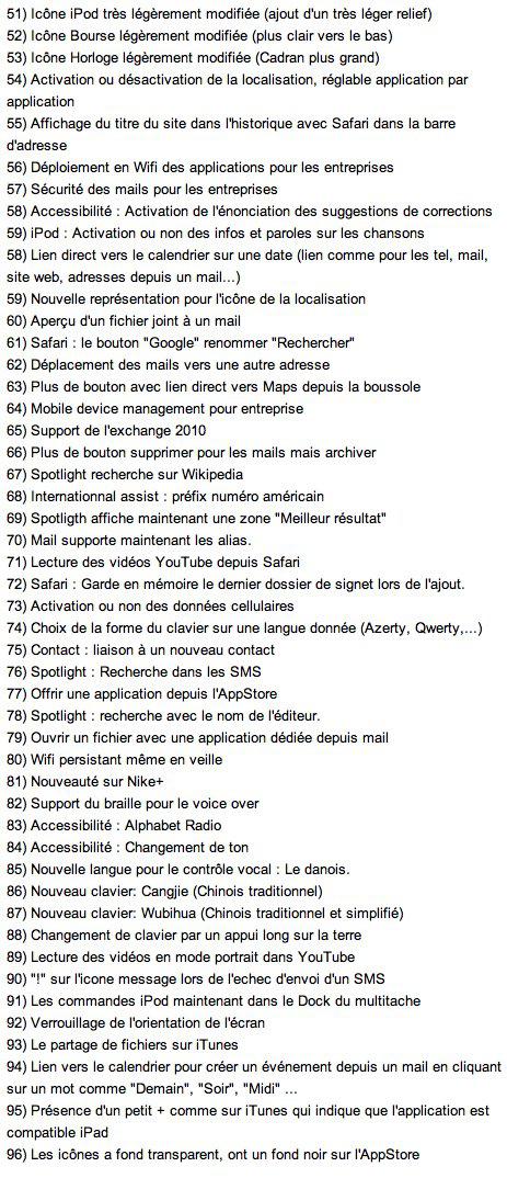 iOs4: Récapitulatif des nouveautés