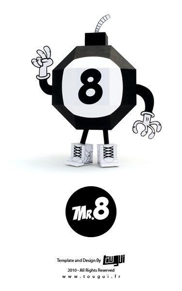  Papertoys Mister 8 template & design by TOUGUI 