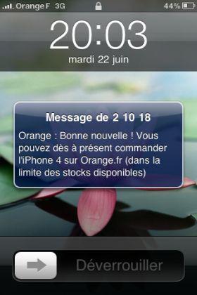 orange-sms-iphone4 iPhone 4 : Orange ouvre les réservations en ligne
