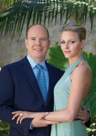 In this handout image provided by the Palais Princier Monaco, Prince Albert II of Monaco poses with his fiancee Charlene Wittstock on the announcement of their engagement at the Palais de Monaco. Photo by Amedeo M.Turello/Palais Princier Monaco via ABACAPRESS.COM Photo via Newscom