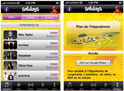 Solidays 2010 a son application iPhone