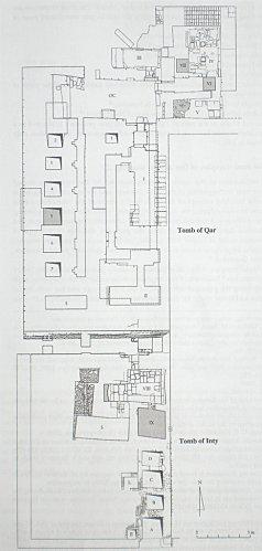 Plan complexe funéraire de Qar et d'Inty - (Dessin J. Mal