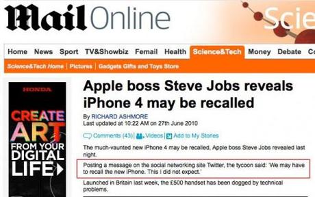 dailymail Rappel de l’iPhone 4 : la bourde du Daily Mail