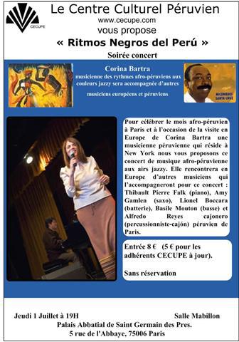 «Ritmos Negros del Perú » Soirée concert au palais abbatial de Saint Germain des près