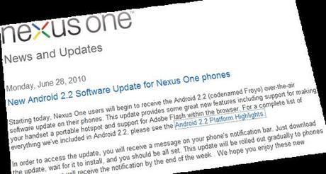 Nexus One, le point sur les mises à jour vers Froyo