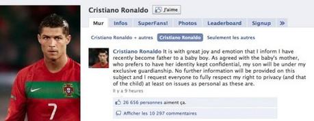cristinao ronaldo 550x213 Cristiano Ronaldo annonce sur Facebook quil devient Papa. 