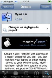 Activer le partage de connexion Internet avec MyWi 4.0 sur iOS 4.0