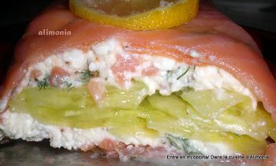 Rollo de salmon ahumado al queso fresco / Roulé de saumon fumé au fromage frais