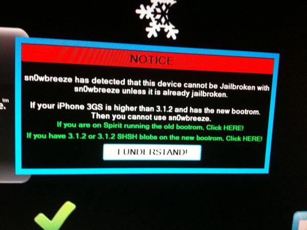 [Tuto] Jailbreak iOS 4 iPhone 3GS nouveau bootrom avec Sn0wbreeze