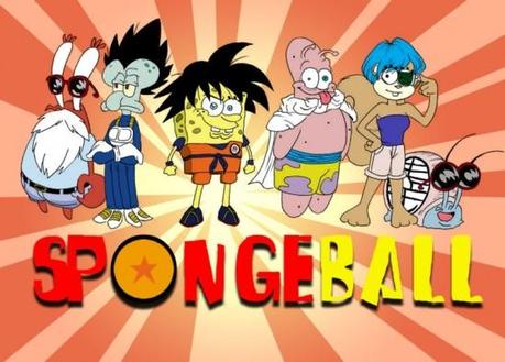 SpongeBob SquarePants Dragon Ball Bob léponge en mode Naruto, One Piece et DBZ