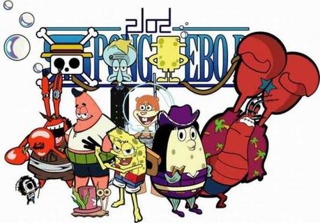 One piece SpongeBob SquarePants Bob léponge en mode Naruto, One Piece et DBZ