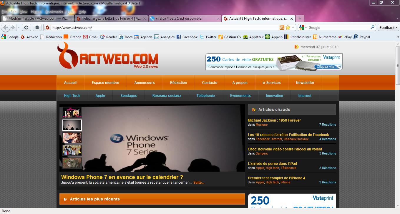 Téléchargez la bêta 1 de Firefox 4