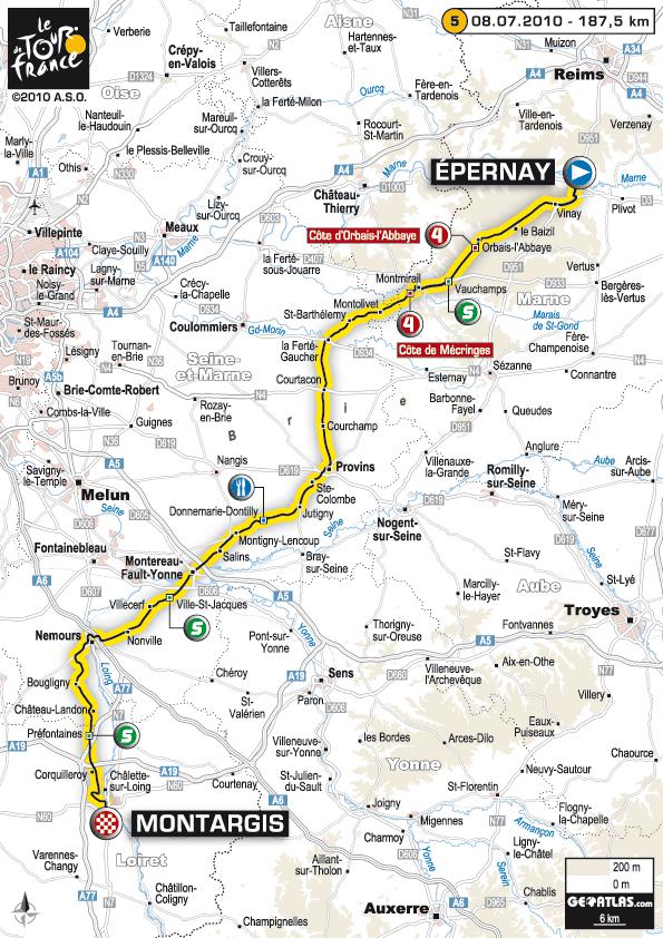 Tour de France 2010 - 5ème étape : Épernay - Montargis (187.5 km)