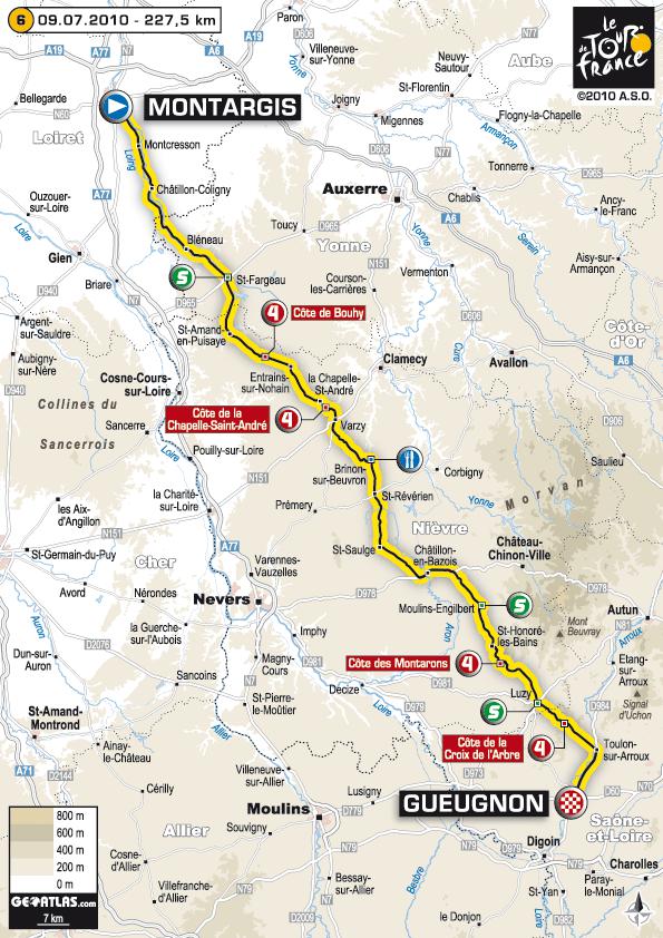 Tour de France 2010 - 6ème étape : Montargis - Gueugnon (227.5 km)