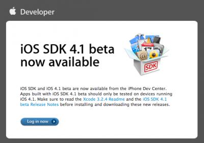 Apple annonce la sortie de iOS 4.1 Beta