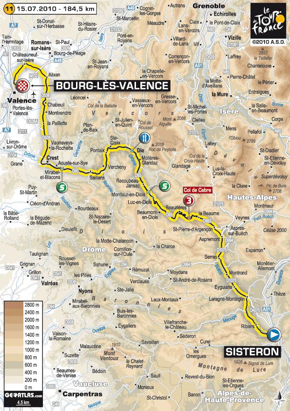 Tour de France 2010 - 11ème étape : Sisteron - Bourg-lès-Valence (184,5km)