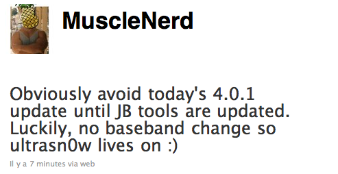 iOS 4.0.1: MuscleNerd conseille d’éviter la mise à jour