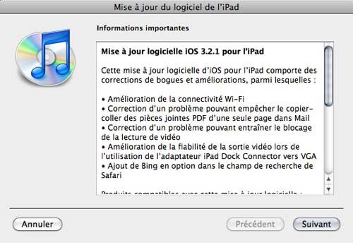 iOS 3.2.1 pour iPad disponible au téléchargement