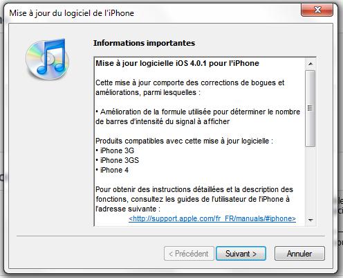 iPhone: La maj iOs 4.0.1 est disponible!