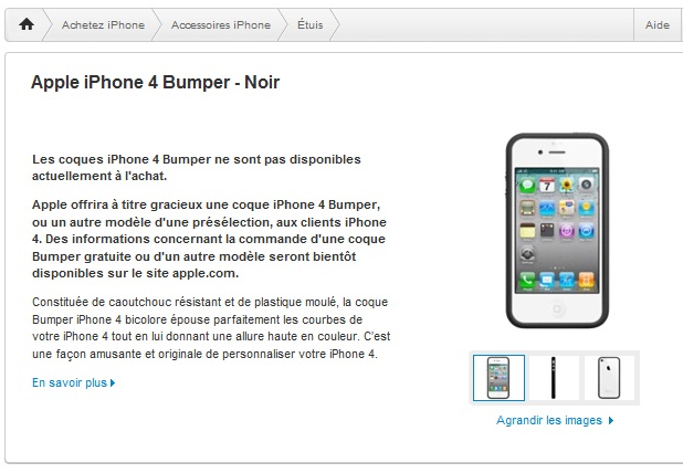 Apple Store : Bumper non disponible à l’achat