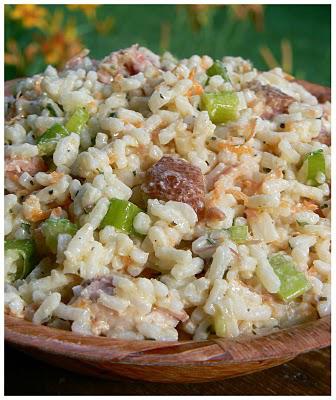 Salade crémeuse de riz et jambon