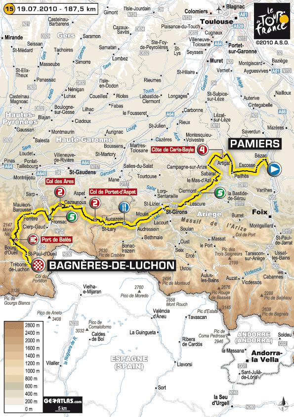 Tour de France 2010 - 15ème étape : Pamiers Bagnères-de-Luchon (187,5km)