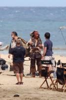 Johnny Depp en Jack Sparrow sur le Tournage de Pirates des Caraïbes 4