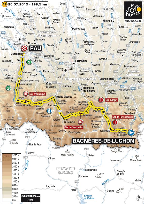 Tour de France 2010 - 16ème étape : Bagnères-de-Luchon - Pau (199,5km)