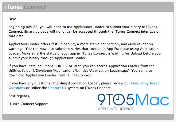 Les développeurs iOS doivent désormais passer par le logiciel ‘Application Loader’ pour soumettre leurs applications