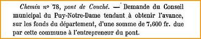 ..DÉLIBÉRATION - DÉCISIONà propos du pont de Couché1880 E...