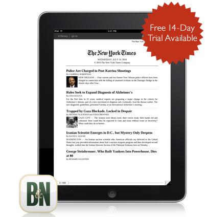 Le NYT disponible sur l’application iPad de Barnes