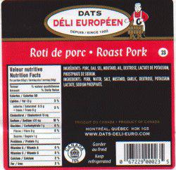 Dats Déli Européen - Rôti de porc