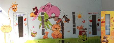 Fresque avec les enfants du centre de loisirs : troisième et dernier jour