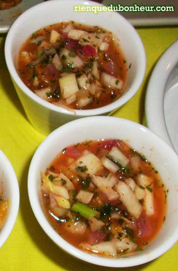 verrines fenouil oignon rouge crevettes coriandre etc