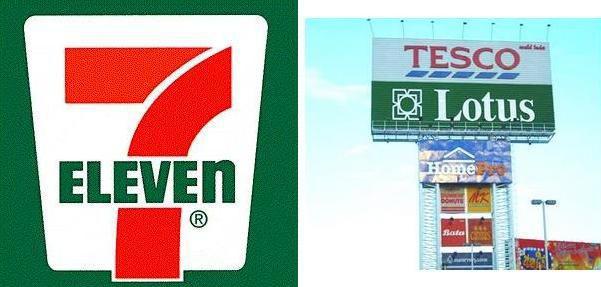 Thaïlande classement des magasins Seven Eleven, Tesco-Lotus, Big C, Carrefour