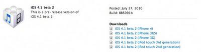 iPhone 4 : iOS 4.1 en beta