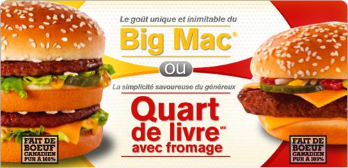 Big Mac vs Quart de livre avec fromage