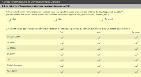 Enquête - Achats informatiques et RSE - capture écran questionnaire