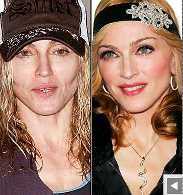  image Madonna sans maquillage avec maquillage