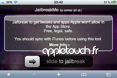 [MàJ] JailbreakMe : Le jailbreak iPhone 4, 3GS, 3G, iPod Touch 2G, 3G en ligne !
