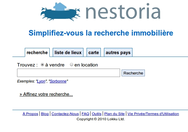 nestoria Nestoria, le moteur de recherche immobilière arrive en france