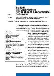 Bulletin de l'observatoire des politiques économiques en europe