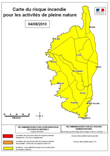 Carte risque incendie du jour : Niveau JAUNE sur toute l'île aujourd'hui.