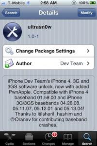 Ultrasn0w : Désimlock de l’iPhone 4 (firmware 4.0/4.0.1) disponible sur Cydia !